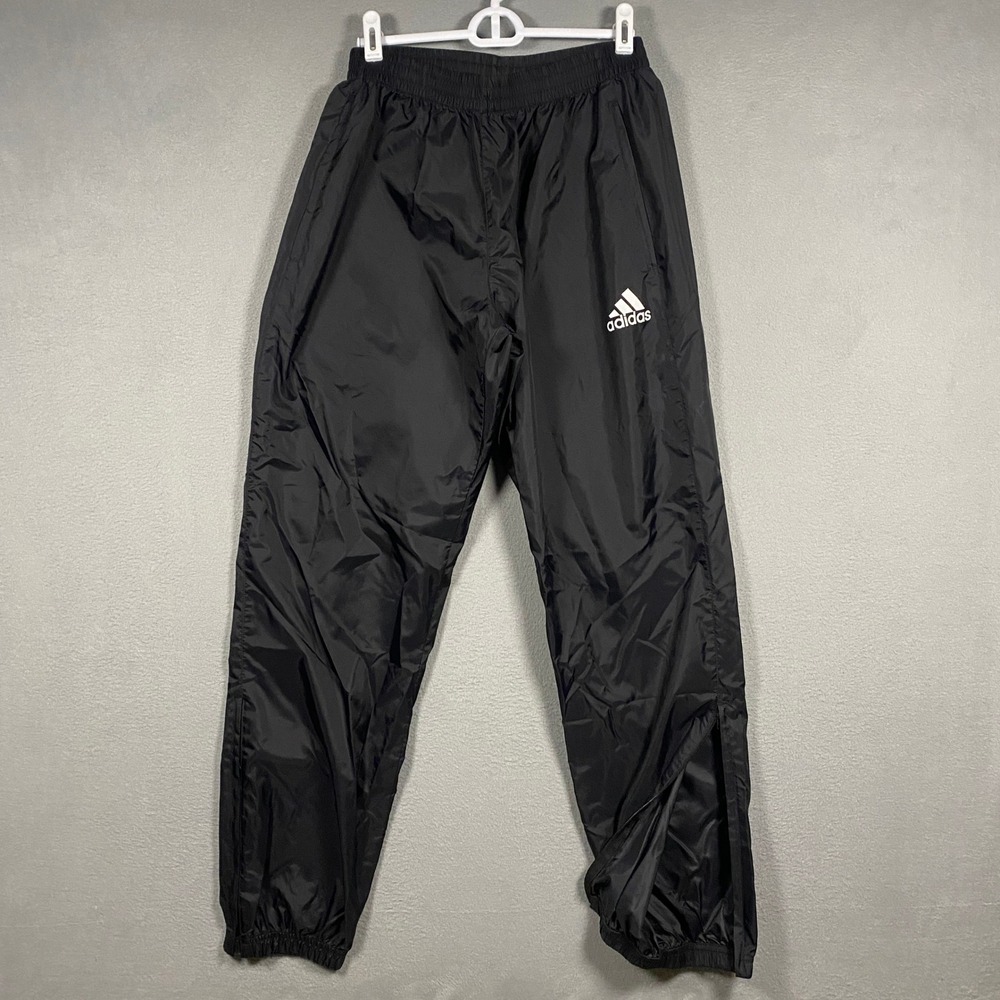 Adidas Core 11 Rain Pants Mens Small Black Nylon Windbreaker Track Ankle Zip